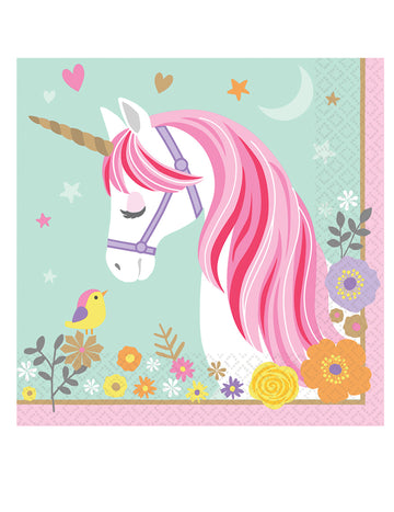 16 papírových ubrousků kouzelný růžový a mátový jednorožec 33 x 33 cm