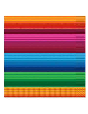 16 mexických papírových ubrousků 33 x 33 cm vícebarevné pruhy