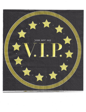 Serviettes en papier You are my VIP pour fête noir et or