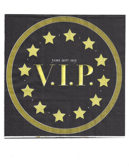 Serviettes en papier You are my VIP pour fête noir et or