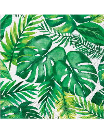 16 papírových ubrousků s motivem tropického luau s palmami 33 x 33 cm