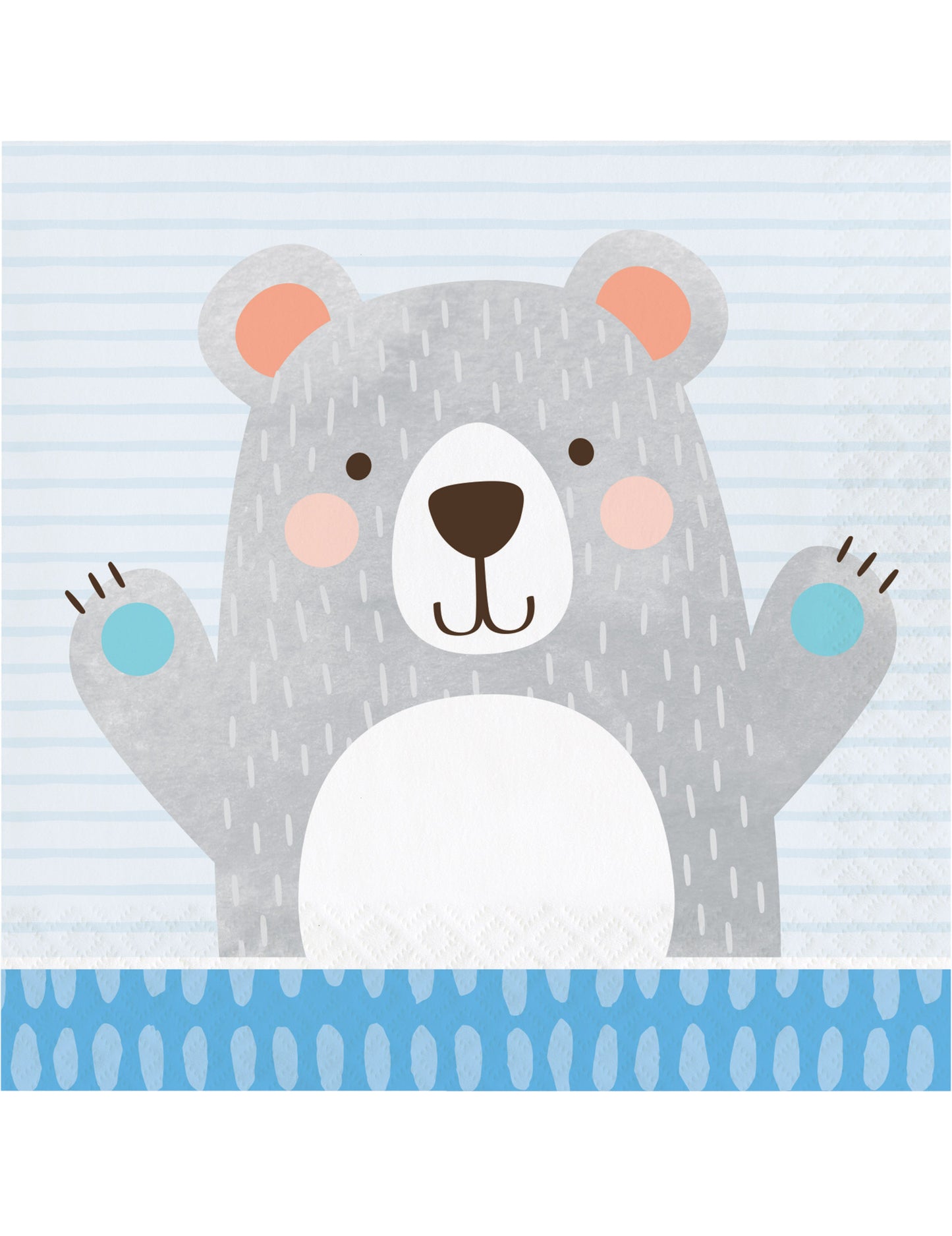 16 papírových ubrousků s motivem šedého medvídka 33 x 33 cm