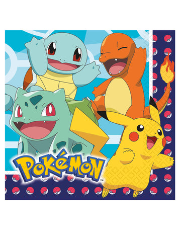 16 papírových ubrousků s motivem Pokémonů 33 x 33 cm