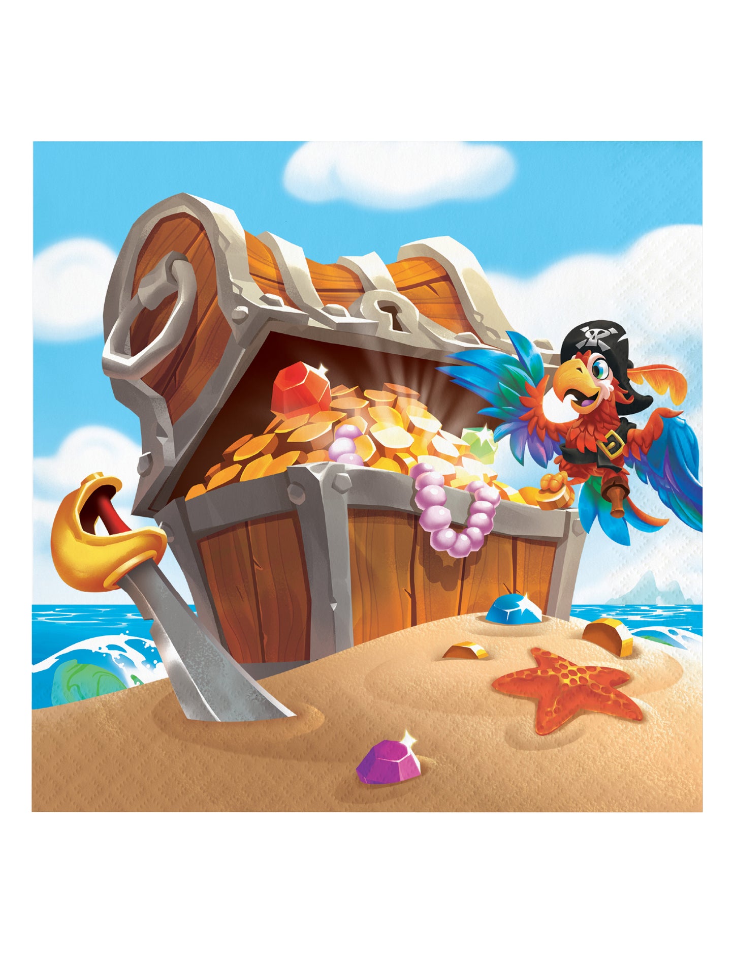 16 papírových ubrousků pirátský poklad 33 x 33 cm k narozeninám