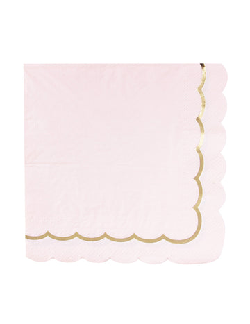 16 pastelovo ružových a zlatých papierových obrúskov s vlnitým vzorom, 33x33 cm