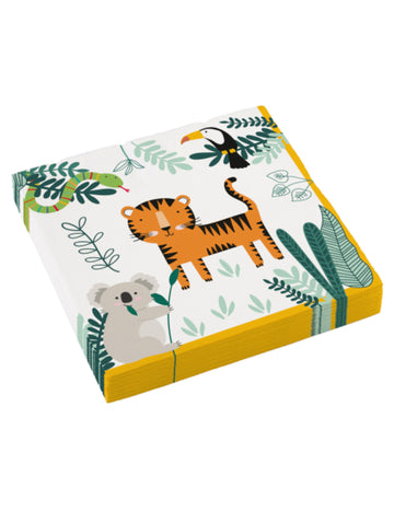 16 papírových ubrousků dostane divoké safari 33 x 33 cm zvířata z džungle