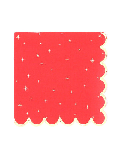 16 ubrousků Nadčasové Vánoce červené a zlaté 33 x 33 cm