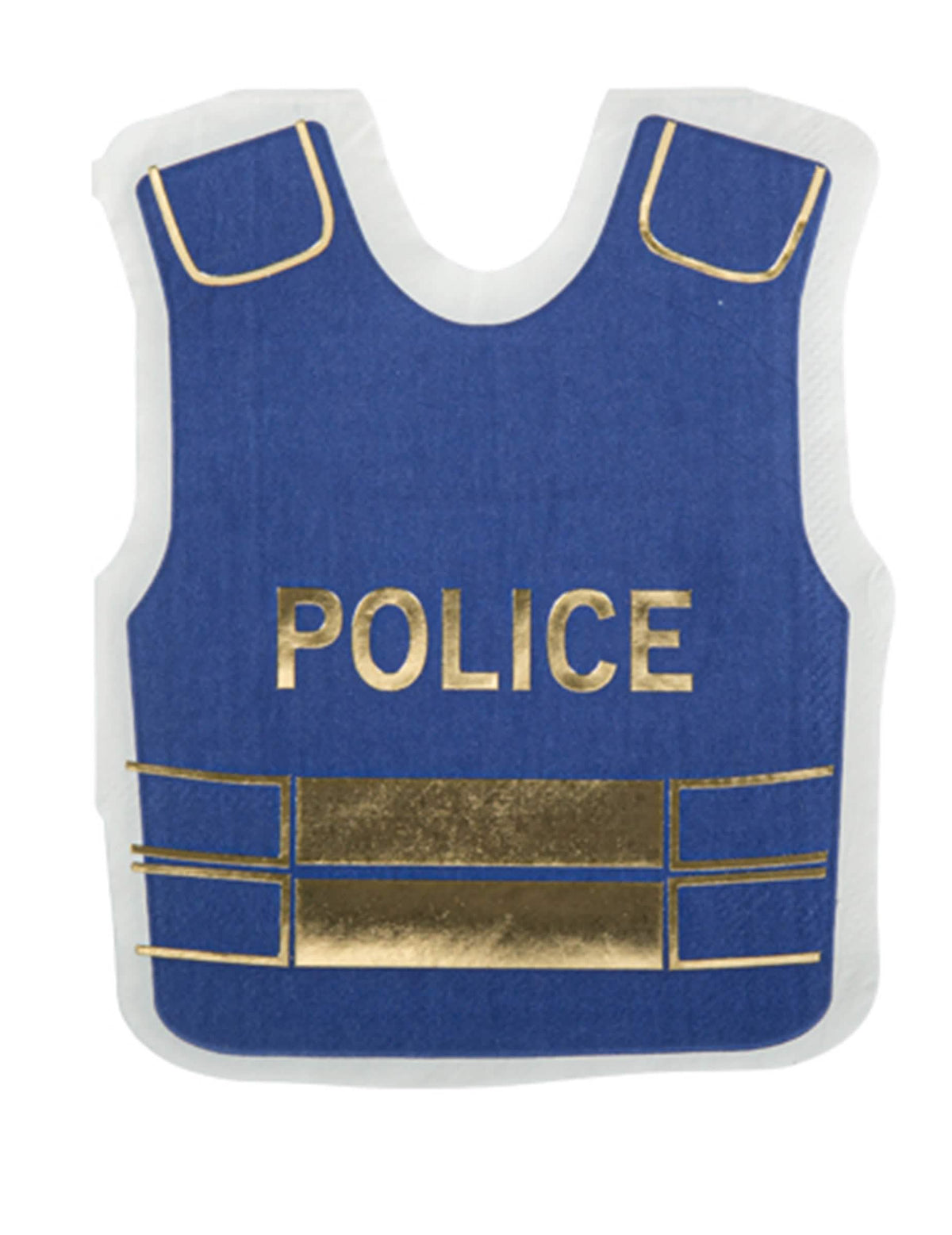 Serviettes en papier police pour enfant marine et or en forme de gilet