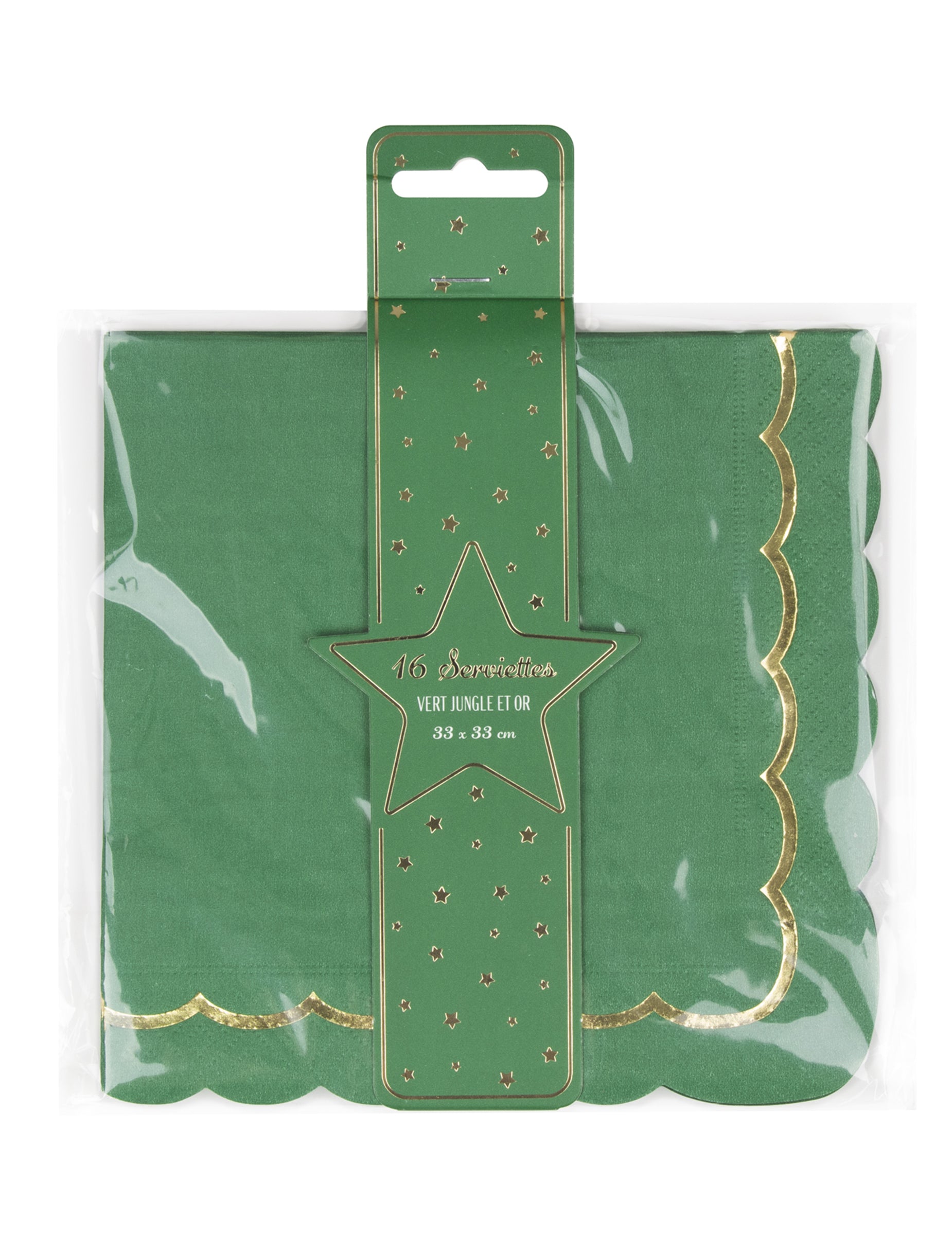Vue de face de l'emballage des serviettes festonnées en papier Noël