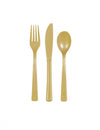 Assortiment de couverts en plastique pour fête or