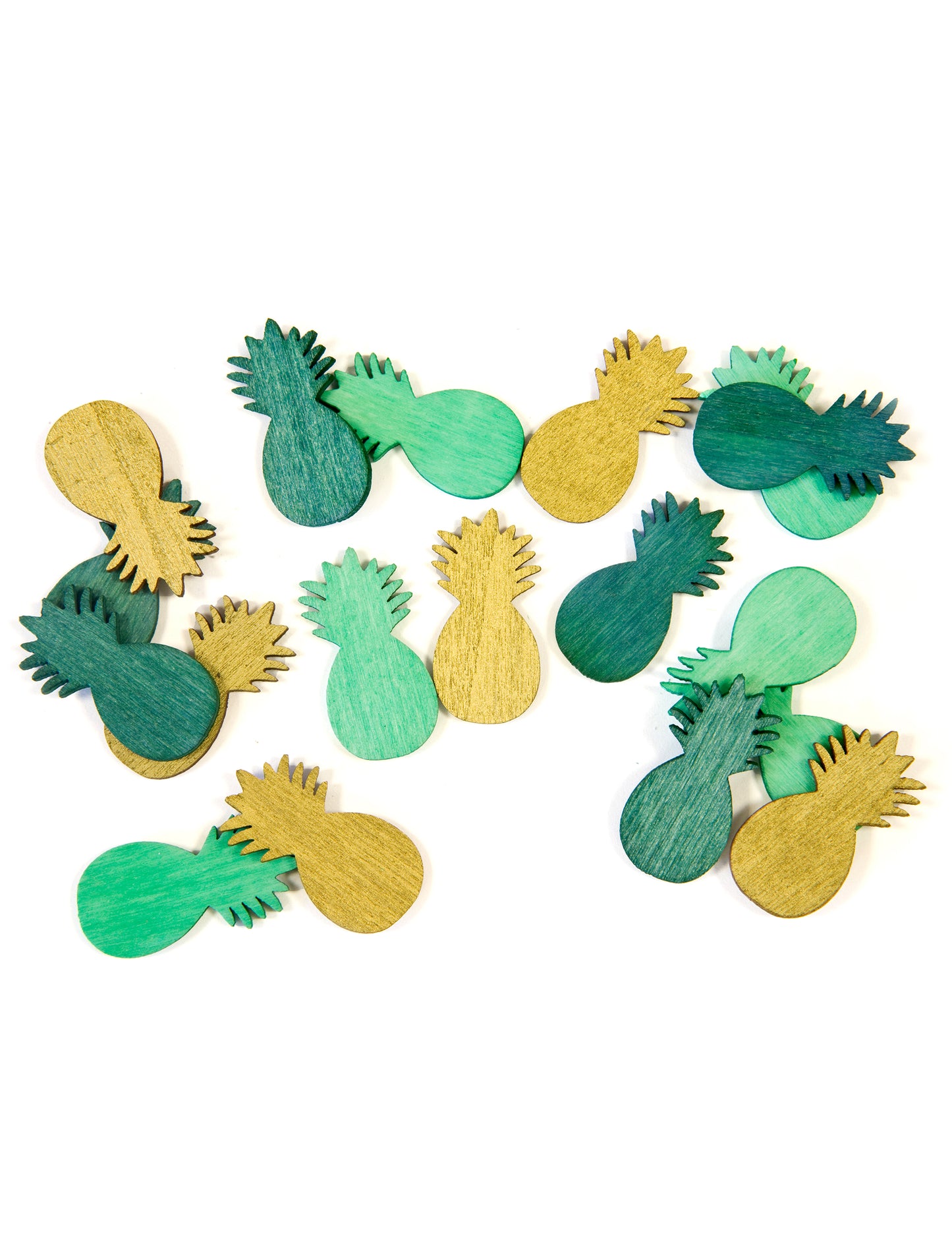 18 zlatých a zelených ananasových stolních konfet 10 g tropická atmosféra