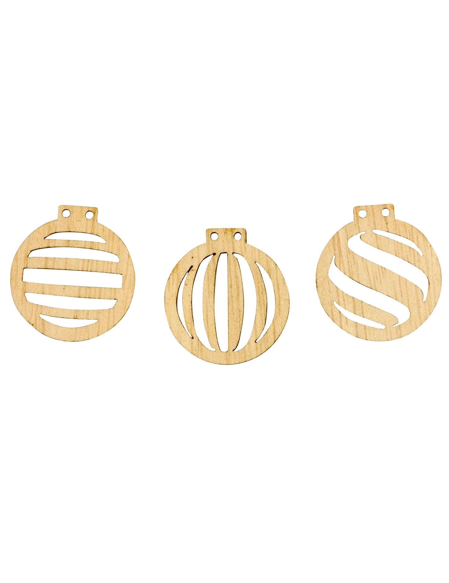 18 dřevěných prořezávaných konfet vánoční koule 2,5 x 2,3 cm 