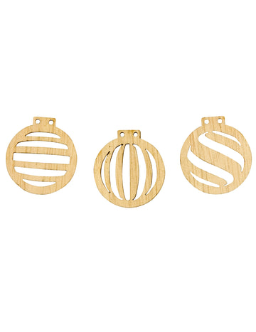 18 dřevěných prořezávaných konfet vánoční koule 2,5 x 2,3 cm 