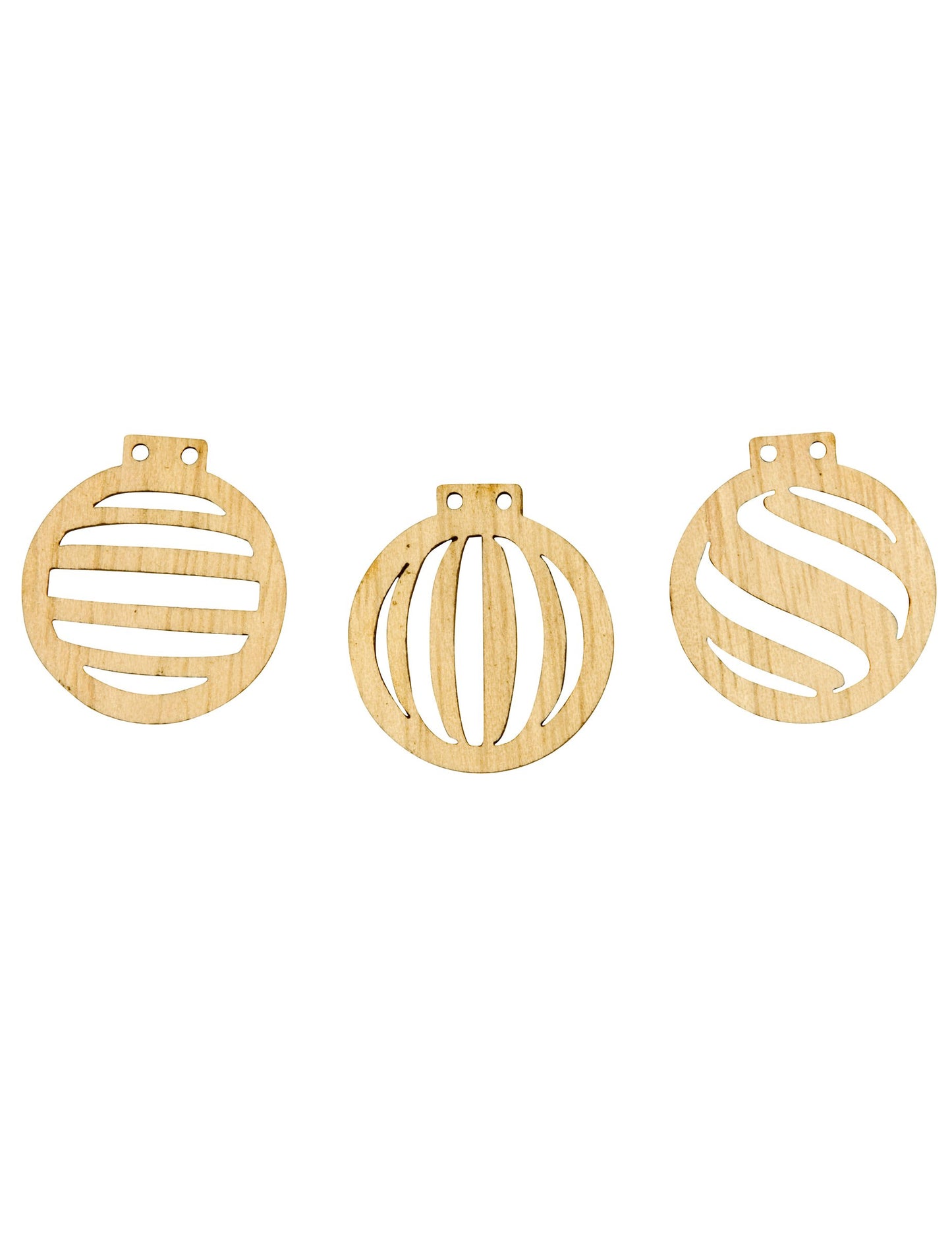 18 prolamovaných dřevěných konfet vánočních koulí 2,5 x 2,3 cm pro dekoraci stolu