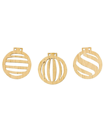 18 dřevěných prořezávaných konfet vánoční koule 2,5 x 2,3 cm 