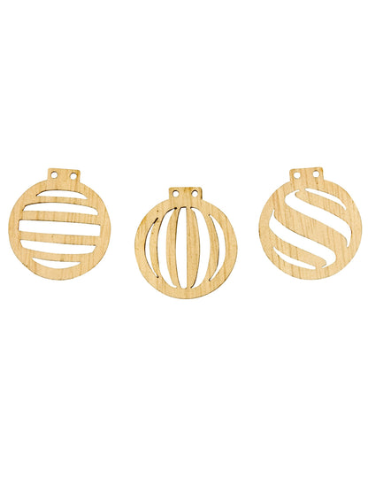 18 prolamovaných dřevěných konfet vánočních koulí 2,5 x 2,3 cm pro dekoraci stolu