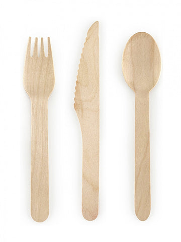 18 Dřevěné příbory 16 cm