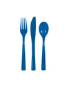 Couverts en plastique pour table de fête bleu foncé avec fourchettes couteaux et cuillères