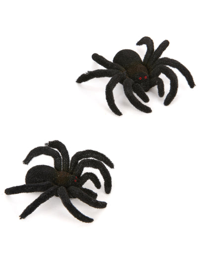 Araignées Halloween pour décoration noires poilues aux yeux rouges
