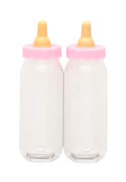 2 plastové lahvičky na cukrovinky pro miminko dívku růžové