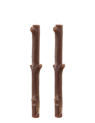 Bougies branches d'arbre marron lot de 2
