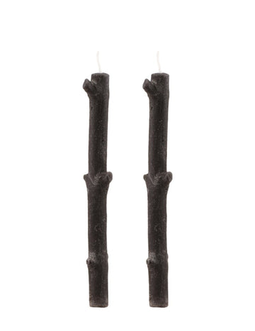 2 Bougies branches d'arbre noires 25 cm