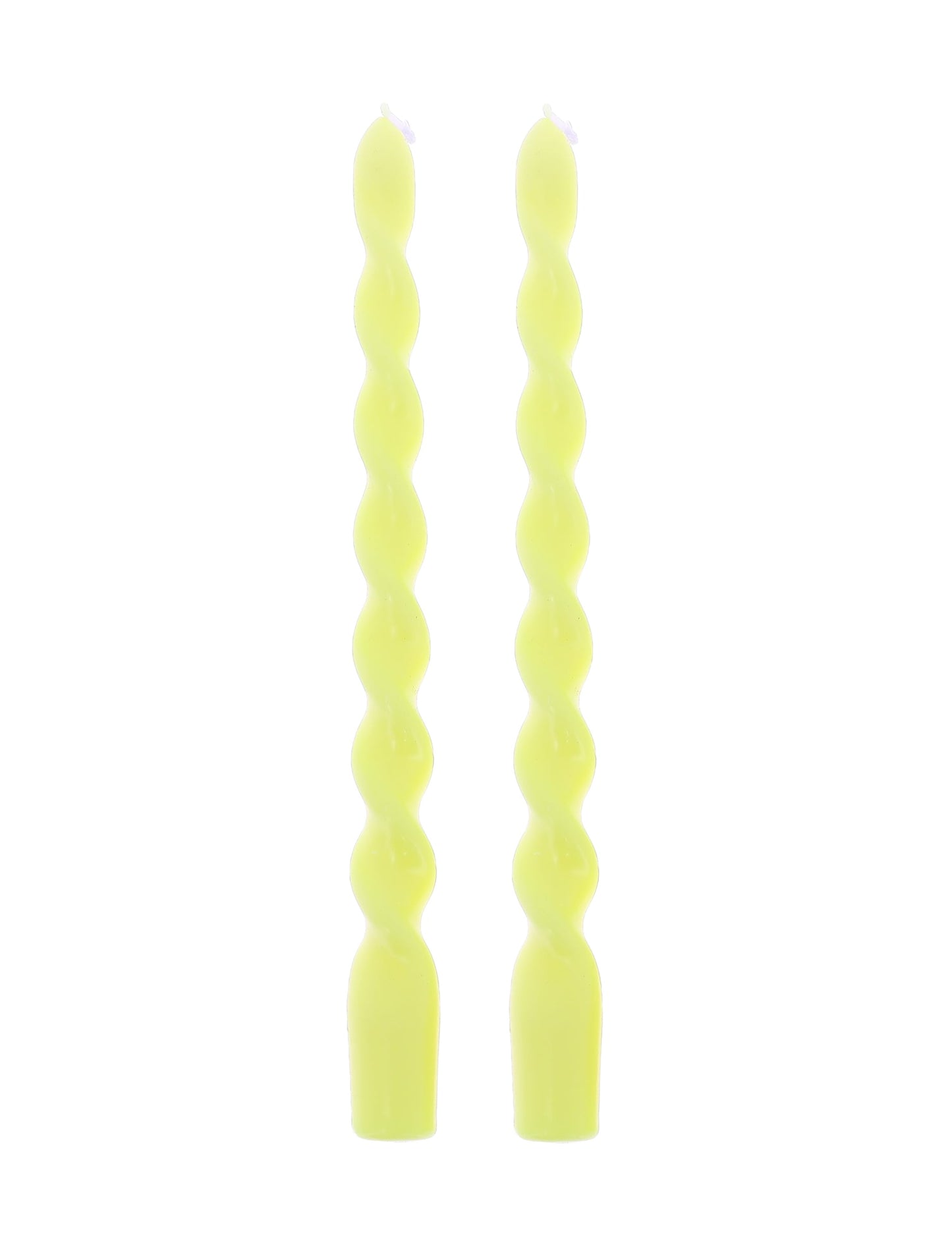 2 gedrehte gelbe Kerzen 25 cm