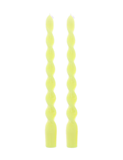 2 gedrehte gelbe Kerzen 25 cm