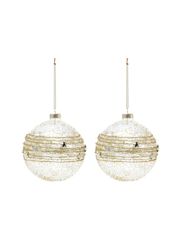 2 zlaté skleněné koule 10 cm 