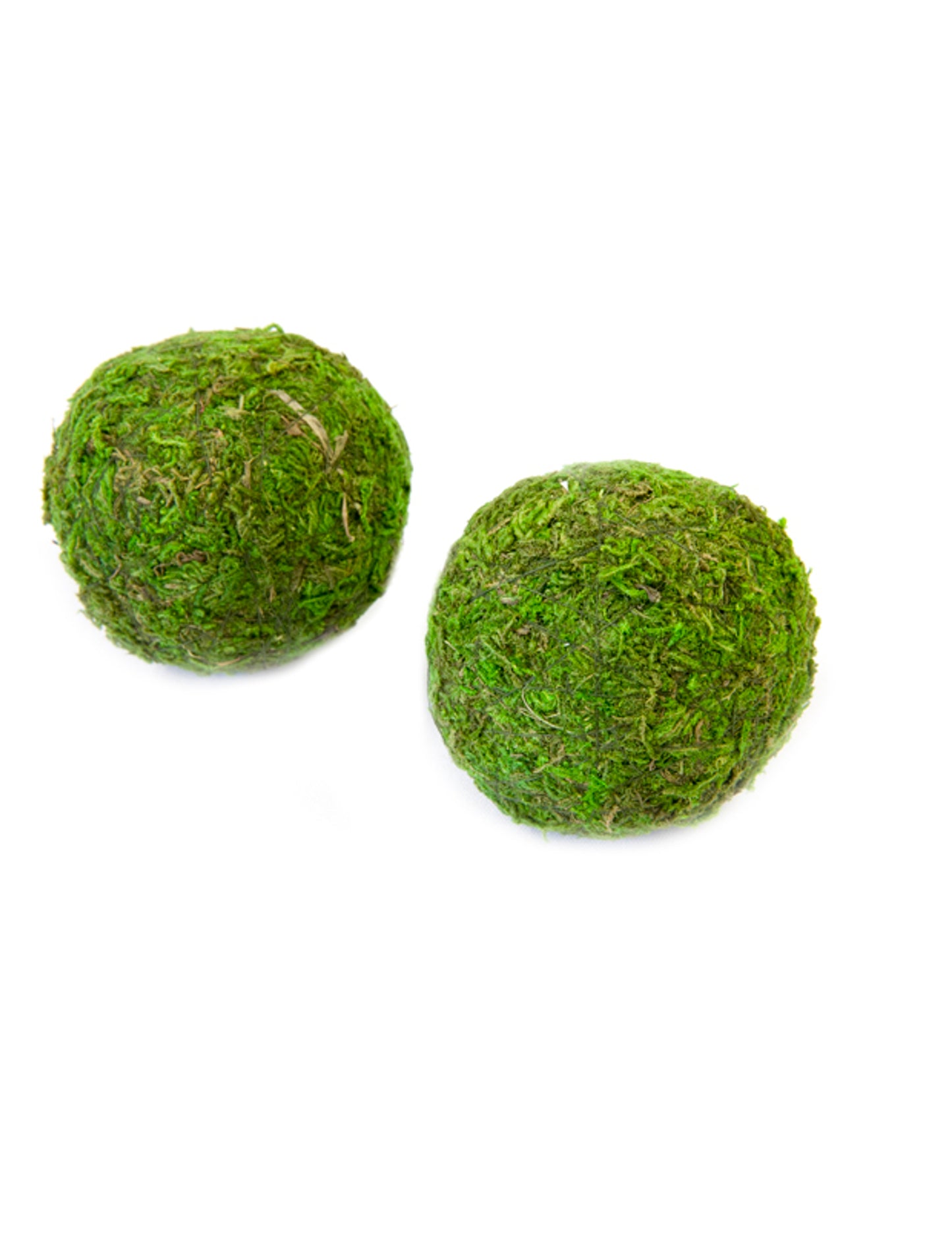 2 kuličky přírodního zeleného mechu 7 cm dekorace na stůl