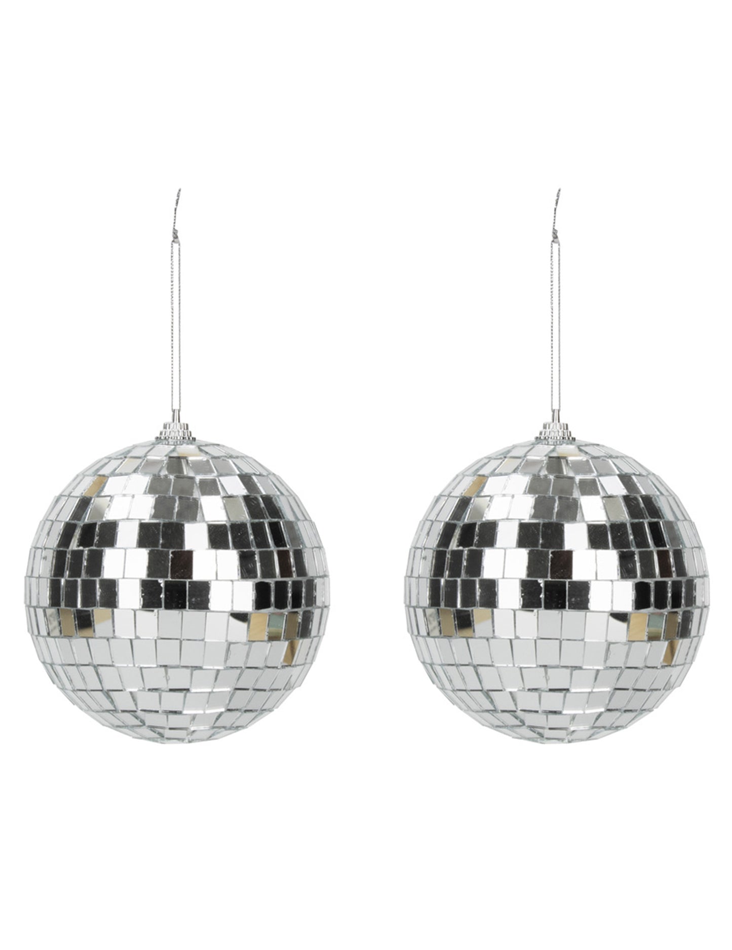 2 stříbrné disco koule 10cm