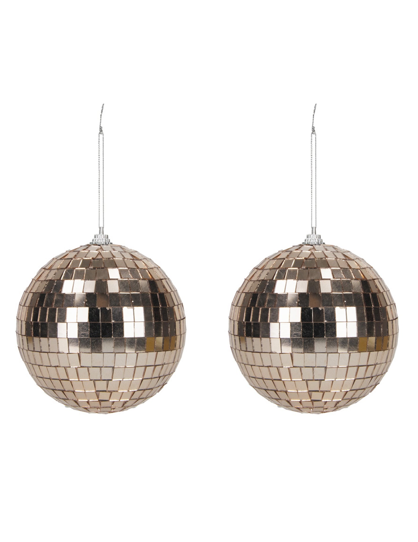 2 růžovo-zlaté disko koule 10 cm