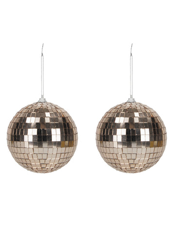 2 růžovo-zlaté disko koule 10 cm