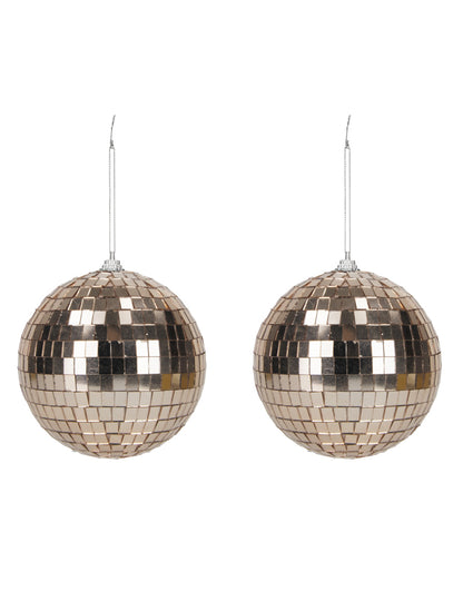 2 růžovo-zlaté disko koule 10 cm