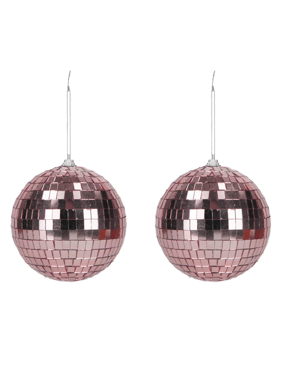 2 růžovo-zlaté disko koule 10 cm