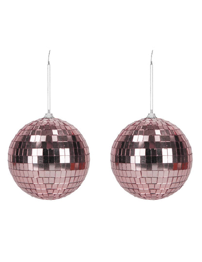 2 růžovo-zlaté disko koule 10 cm