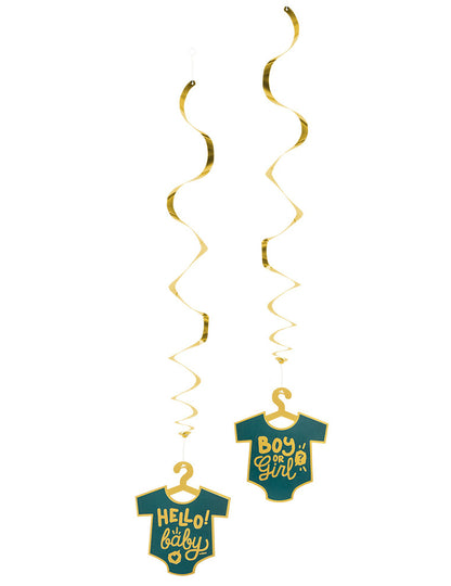 2 závěsné dekorace chlapec nebo dívka 85 cm zlaté spirály