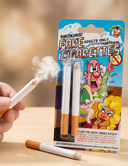 2 kouřící falešné cigarety - žertovné předměty 
