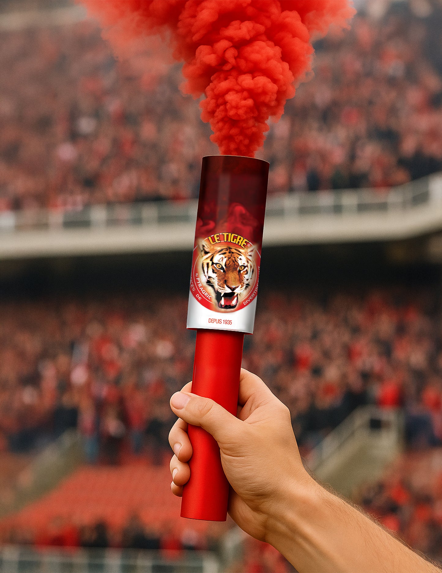 2 červené ruční dýmovnice, 45 sekund