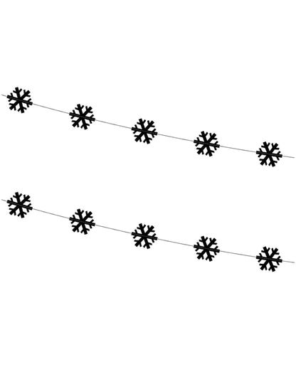 2 černé girlandy sněhové vločky 180 cm Vánoce