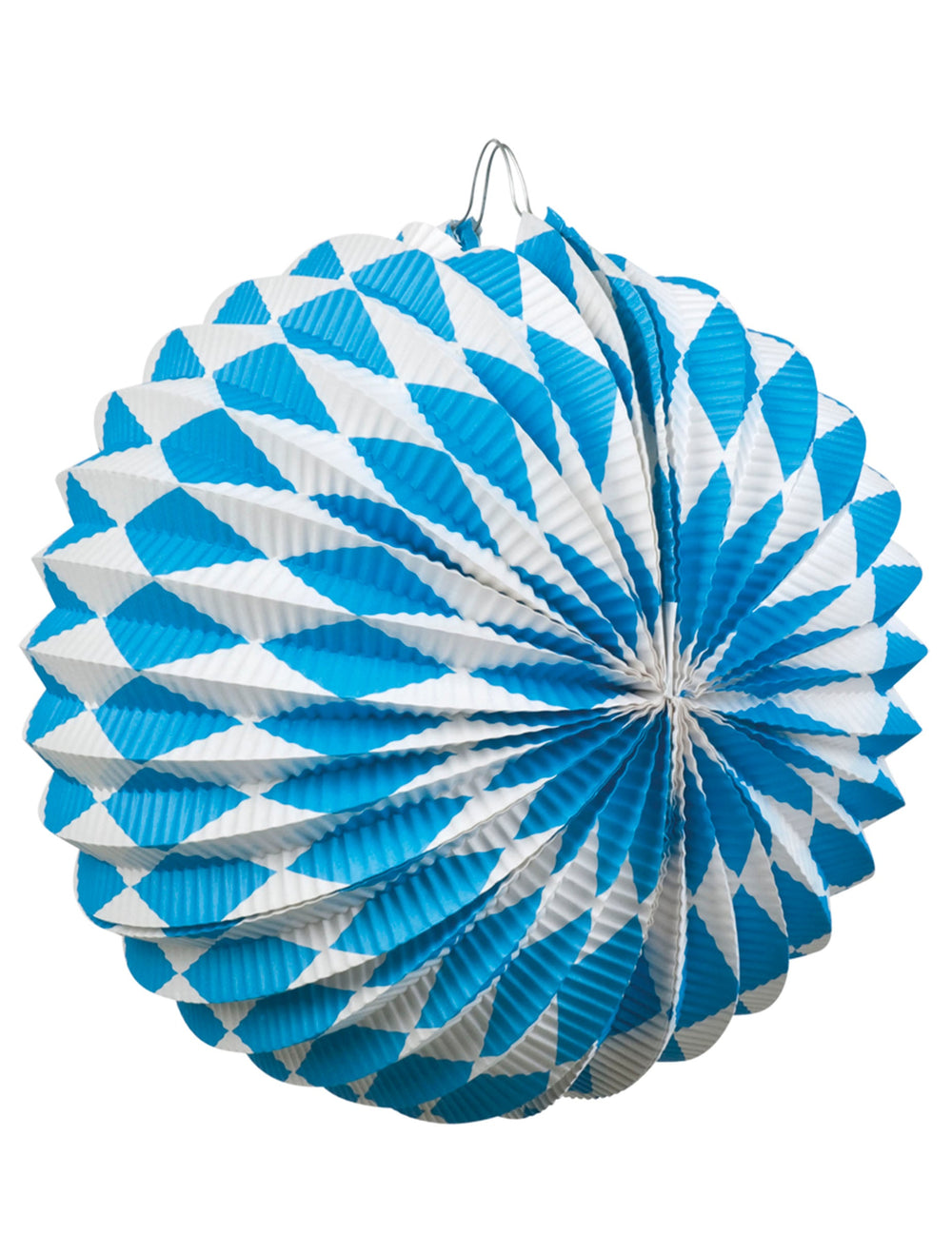 Lampion boule fête de la bière bleu et blanc à losanges