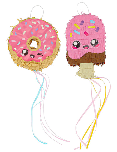 2 mini piñaty Kawaii Donut & zmrzlina