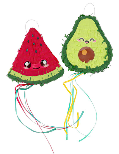 2 mini piňaty Kawaii Party Meloun a avokádo