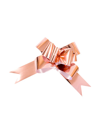 2 kovové stahovací mašle z růžového zlata 15 cm na dárky