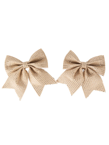 2 jutové a zlaté mašle 12 x 13 cm na Vánoce 