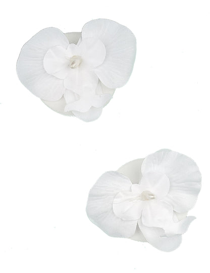 2 bílé plovoucí orchideje 6 x 8 cm s perličkou uprostřed 