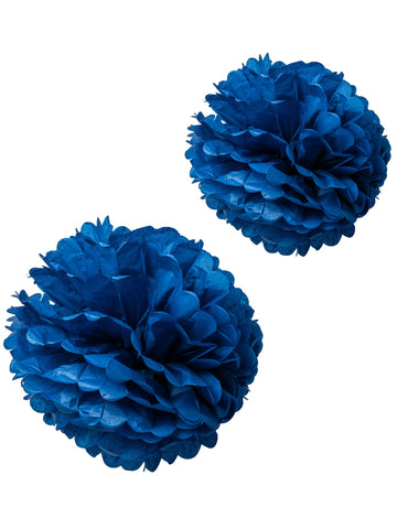 2 hedvábné papírové pompony v námořní modré, 40 a 50 cm, závěsná dekorace 