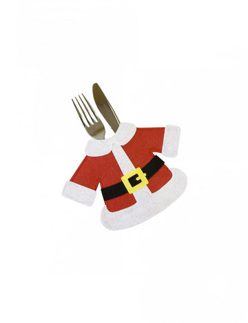 2 červené držáky na příbory na kabát Santa Claus 14 x 19 cm pro stůl