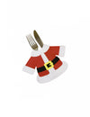 Porte couverts manteau Père Noël pour table rouge et blanc