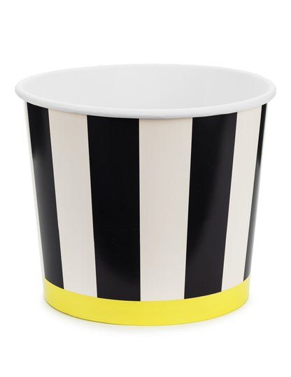 2 černobíle pruhované kartonové krabičky na svačinu 14 cm